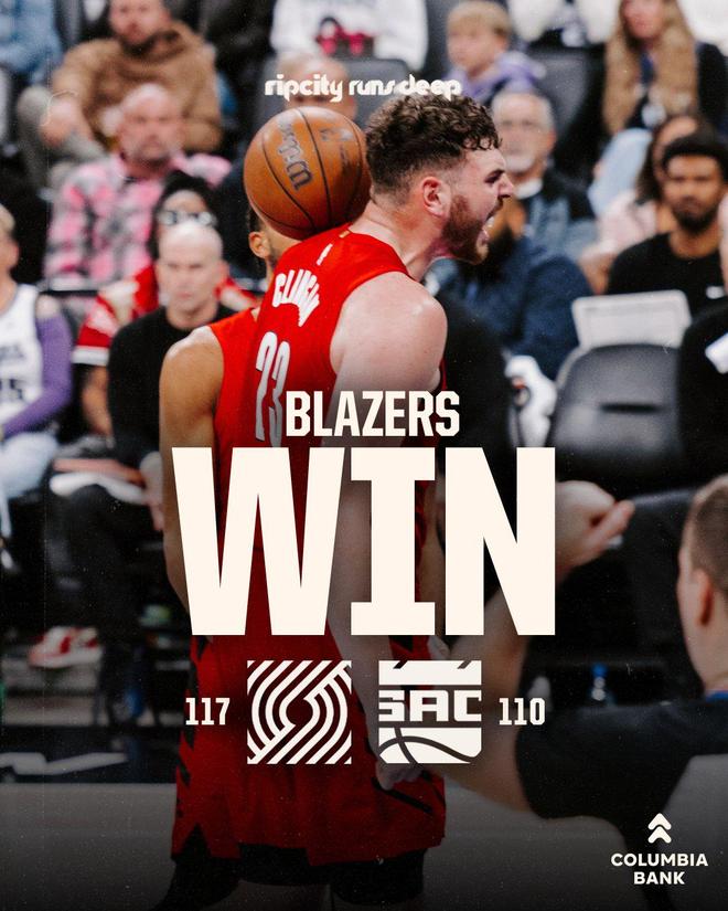 开拓者力克国王3连胜 阿夫迪亚复出30+8+8杨瀚森2分