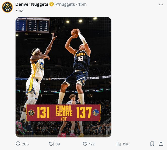 8中2在场-17掘金最差！卡约首秀遭多方炮轰 波特+1首轮换他要亏？