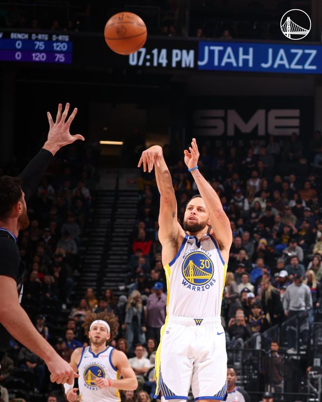 库里27分生涯总得分超真理勇士送爵士4连败，穆迪26分5篮板