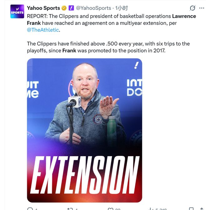 快船确定续约4年！什么?22胜24负已经完成任务啊