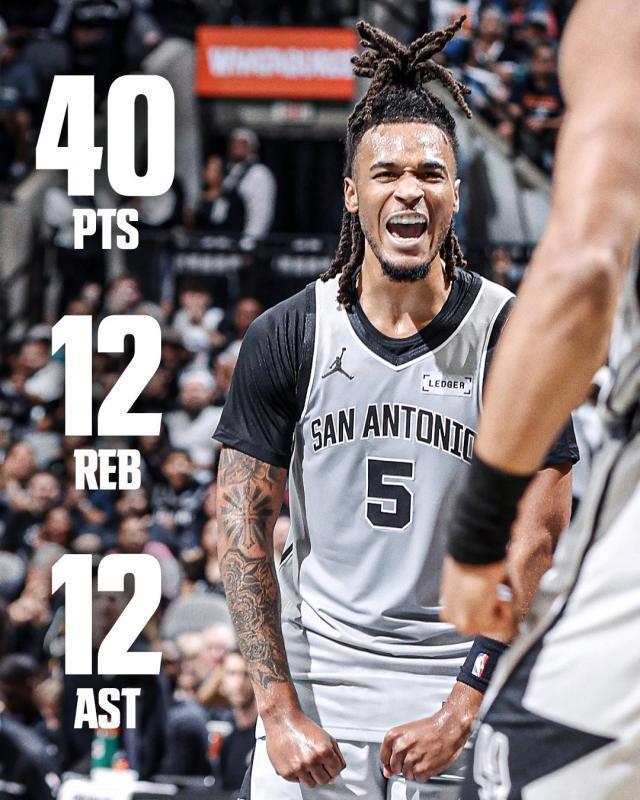 文班队友比肩张伯伦！卡斯尔轰出历史级40+三双