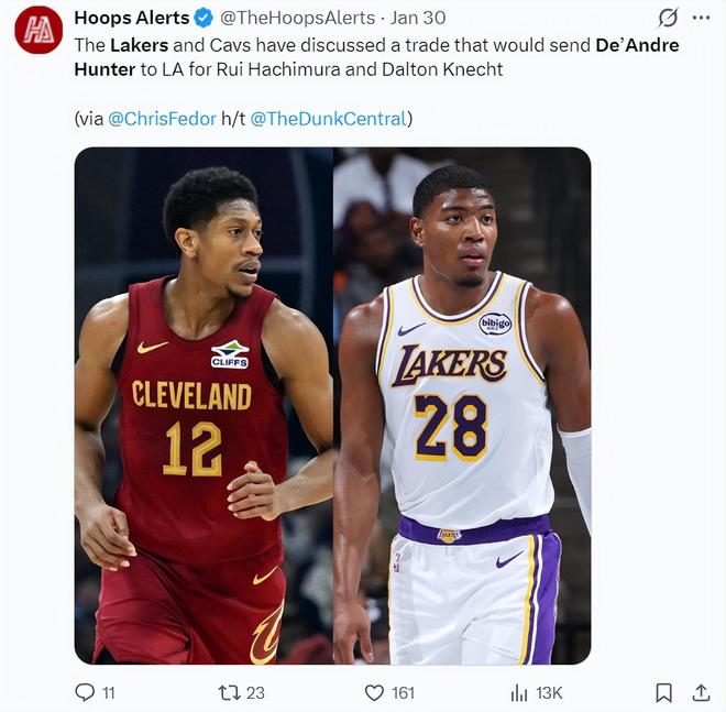 湖人追亨特失败转向贝？佩总愿牺牲首轮吗？湖媒列3换3方案凑15人