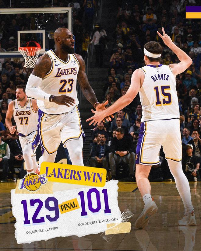 东契奇26+6+8湖人大胜勇士结束3连败 勒布朗22+7+9