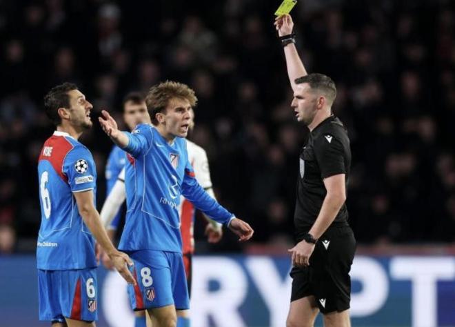 在欧冠中，包括西蒙尼父子在内马竞五人再吃一黄即停赛