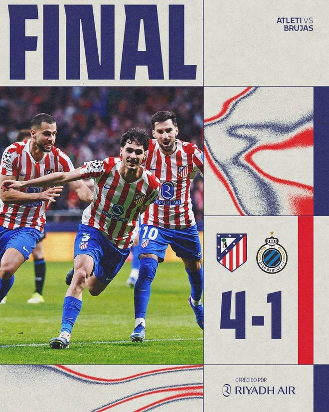 两回合打进7球晋级16强，马竞创造队史欧冠两回合比赛进球纪录