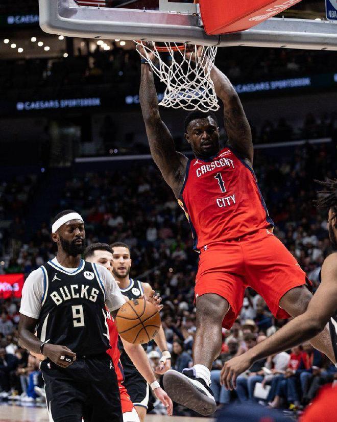 雄鹿连两季横扫鹈鹕：锡安32分 无字母哥仍3人25+7人上双