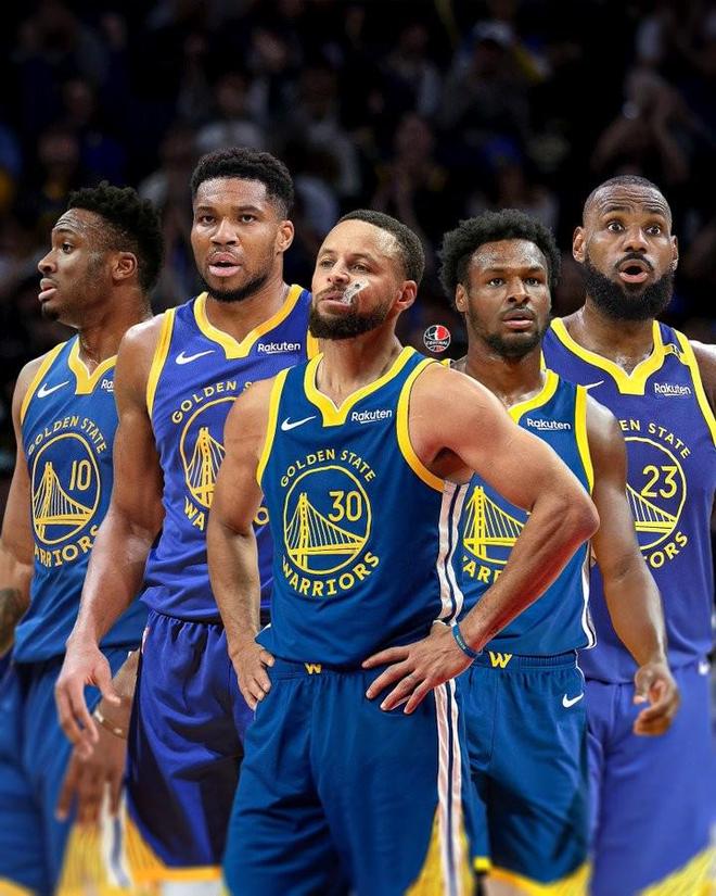抽象，美媒恶搞勇士下赛季阵容：库里+字母哥兄弟+詹姆斯父子