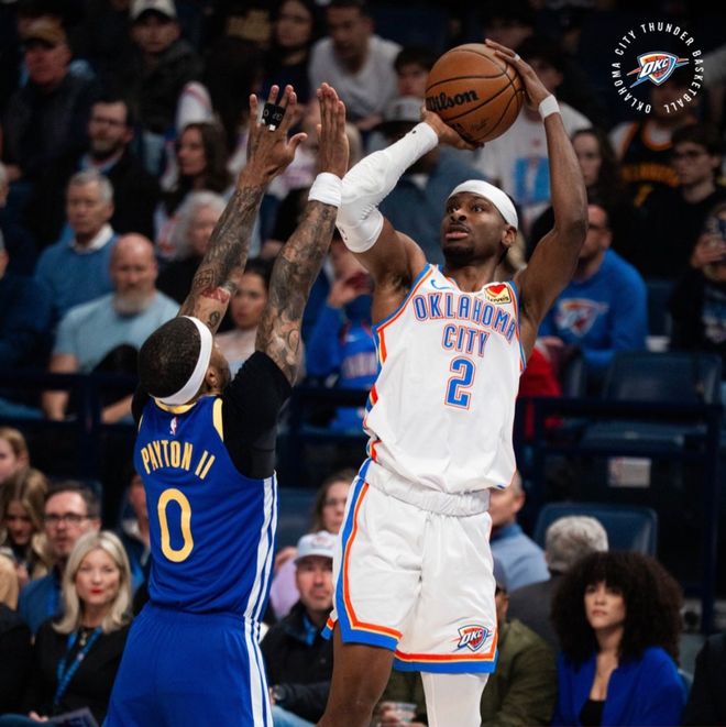 亚历山大27分5板5助雷霆击退勇士5连胜，桑托斯22分11板