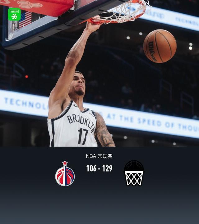 篮网129-106大胜奇才稳住东部倒三，小波特34+9+7