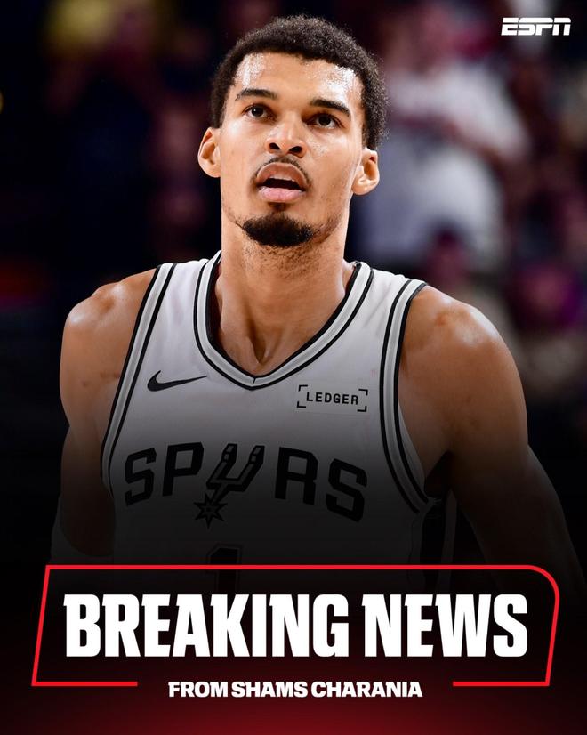 Shams：文班亚马左小腿拉伤，预计缺阵几周时间