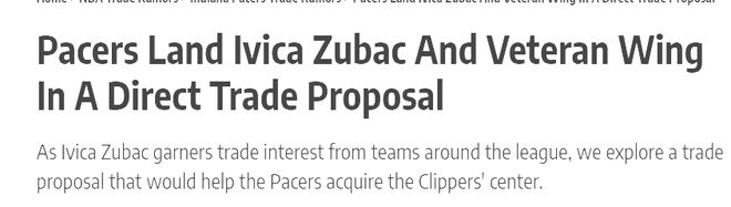 步行者3换2欲追祖巴茨，快船可得重建基石，能做哈登接班人...