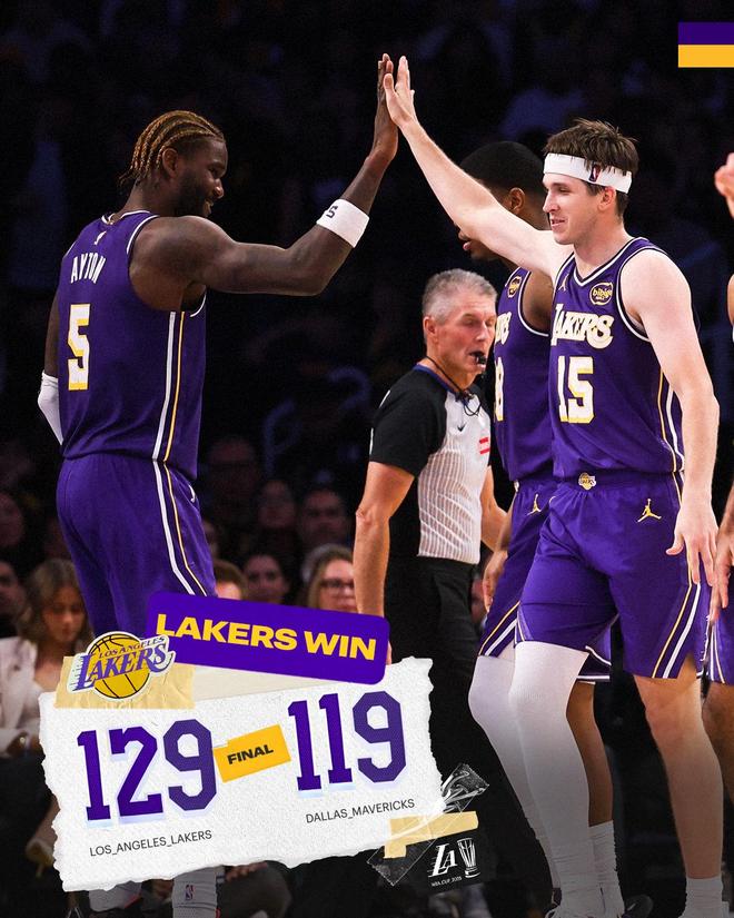 湖人击退独行侠杯赛全胜 东契奇35+11里夫斯38分