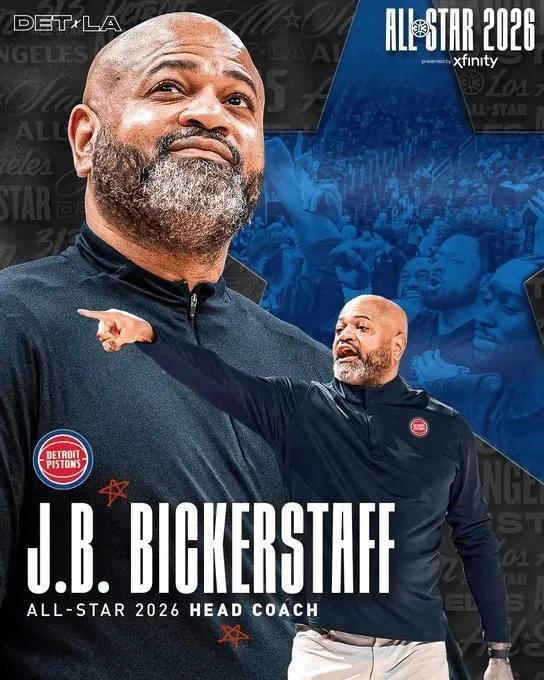 活塞官宣：比克斯塔夫當(dāng)選全明星主帥 06年桑德斯后隊(duì)史首人