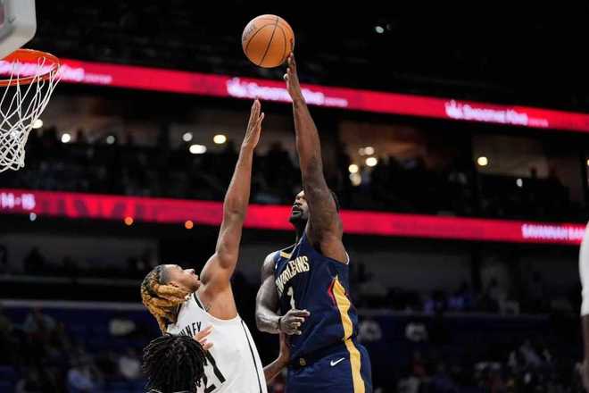 墨菲34+9鹈鹕逆转送篮网5连败 锡安25+6波特20+7丢绝平球