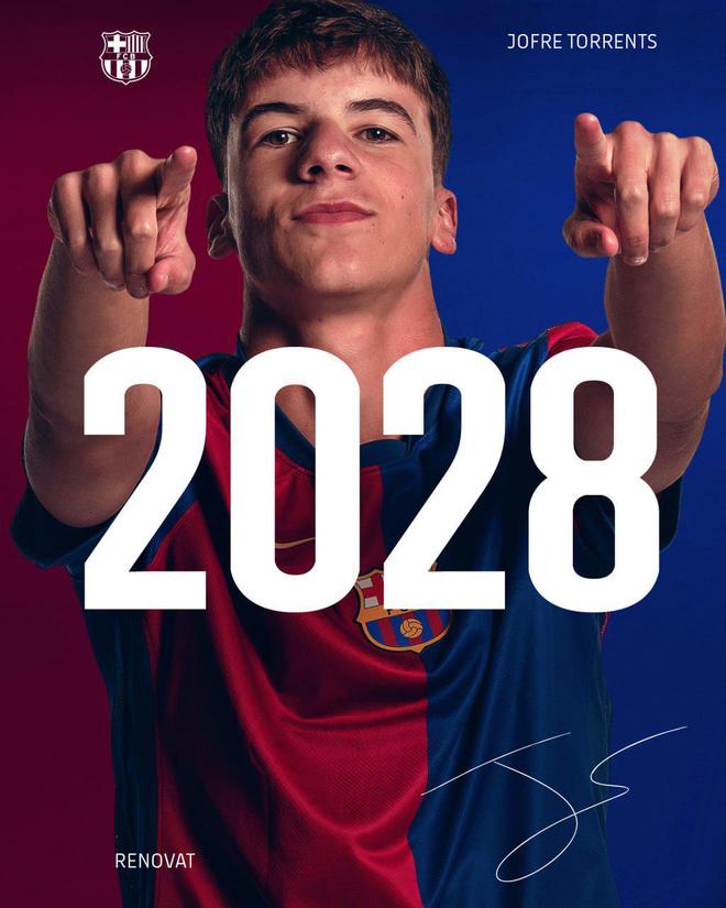 巴薩與二隊(duì)左后衛(wèi)喬弗雷續(xù)約至2028年，曾在青年歐冠單場(chǎng)上演9次過(guò)人