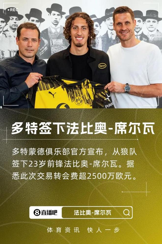 多特2500萬歐新援！法比奧：多特能踢歐冠，是世界最佳球隊之一