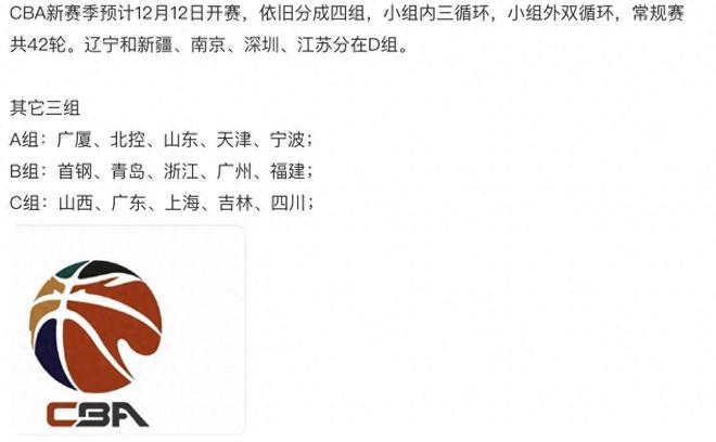 CBA2026赛季分组出炉：广东好运爆棚，辽篮遭遇强敌，3队有望冲冠