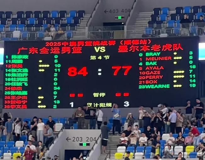 广东84-77击败澳洲劲旅！王牌后卫34分11板6助，杜锋赛后盛赞2人