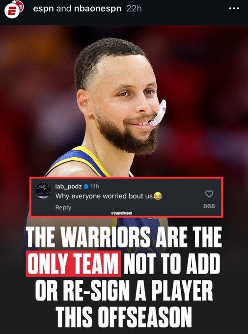 ESPN惊讶勇士至今没动静 波杰回应：为啥大家都这么担心我们