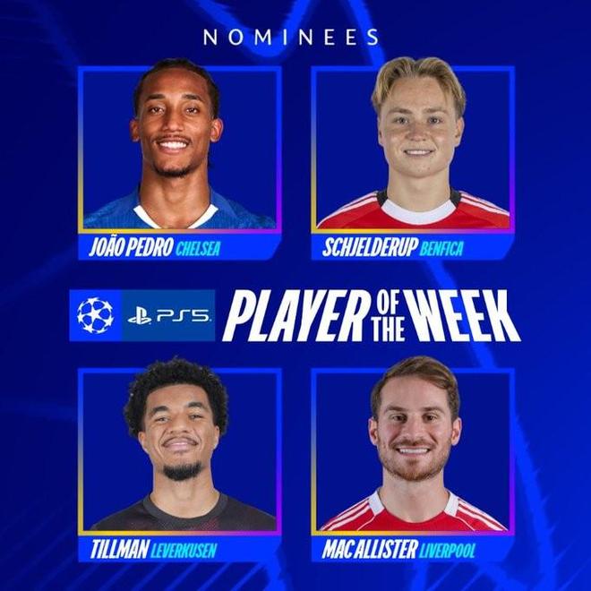 欧冠本轮最佳球员候选：佩德罗、麦卡、谢尔德鲁普、蒂尔曼