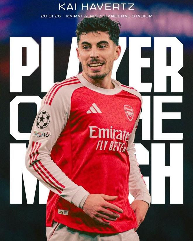 传射建功，哈弗茨当选与凯拉特一役阿森纳队内最佳球员