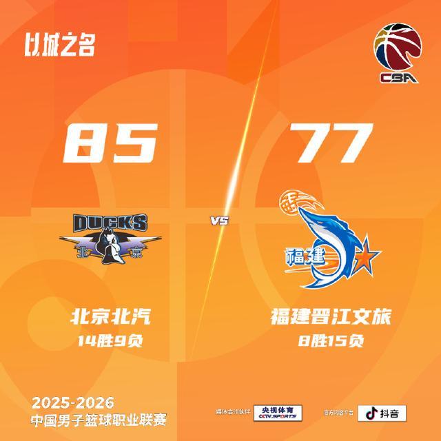 范子铭末节给力 北汽艰难击败福建