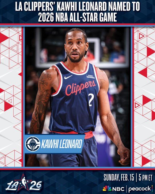 NBA官方：莱昂纳德增补入选2026年全明星赛 填补美国队人数缺口