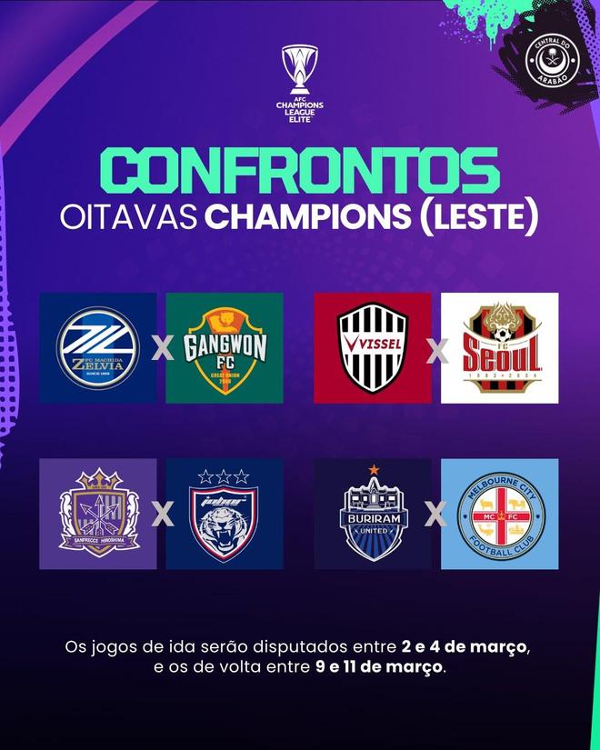 亞冠1/8決賽對(duì)陣：町田澤維亞vs江原，神戶勝利船vs首爾