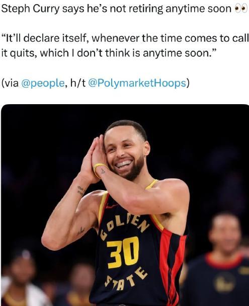 拒絕退役！庫里專訪表態(tài)：暫無退役計劃，那一天還沒有到來！