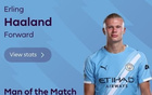 达成英超百球里程碑，哈兰德当选富勒姆vs曼城全场最佳球员