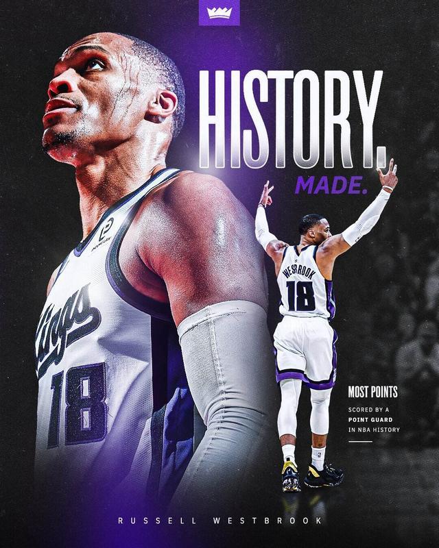 超越奥斯卡-罗伯特森！威少加冕NBA历史控卫得分王