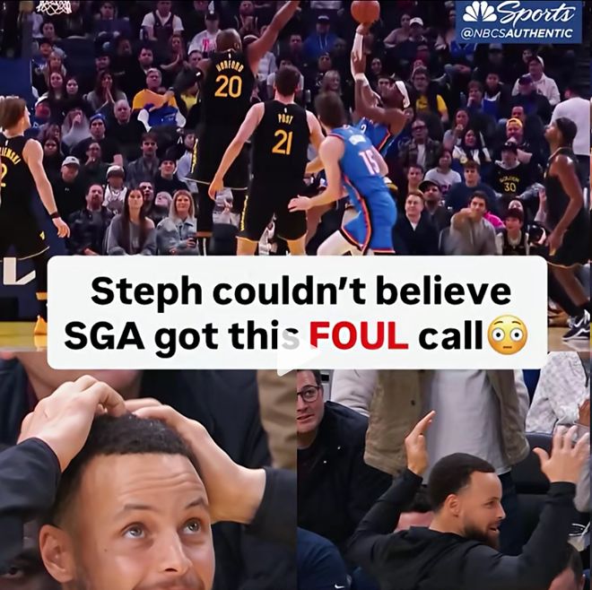 美媒扒SGA“空气哨”细节：霍福德无接触被吹犯规 库里疯狂挠头