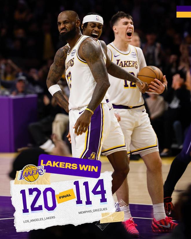 东契奇36+9+8湖人再擒灰熊 勒布朗26+7+10拉拉维亚26分