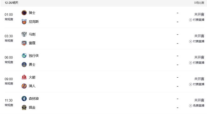NBA年终大战赛程，东部只有1场，西部4场，火湖大战是重头戏！