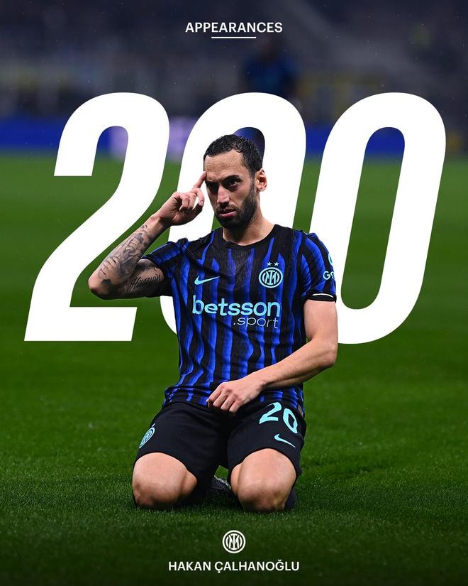 里程碑，恰尔汗奥卢出战利物浦迎来国米生涯200场