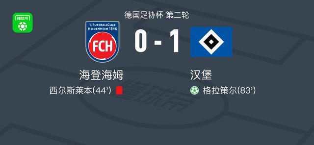 汉堡1-0海登海姆,格拉策尔绝杀