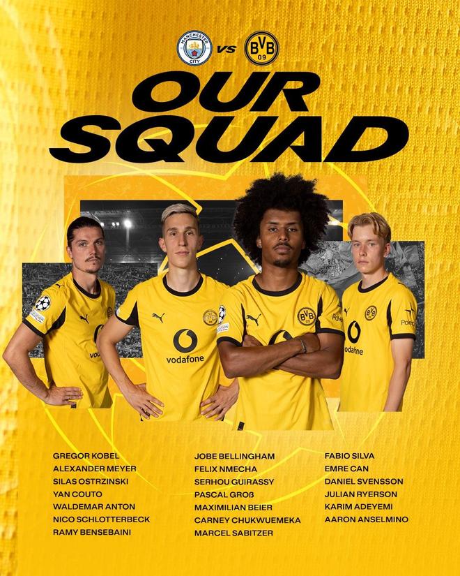 多特客戰(zhàn)曼城大名單：吉拉西、施洛特貝克在列，布蘭特缺陣