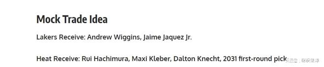 FW支招湖人跟热火交易，可追两锋线悍将，送三球员+首轮签？