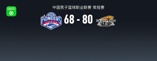 CBA战报：辽宁80-68天津，林庭谦21分