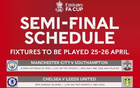 足总杯半决赛开球时间:曼城4月26日00:15,切尔西26日22点