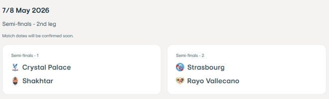 欧协联半决赛对阵出炉：水晶宫对阵顿涅茨克矿工