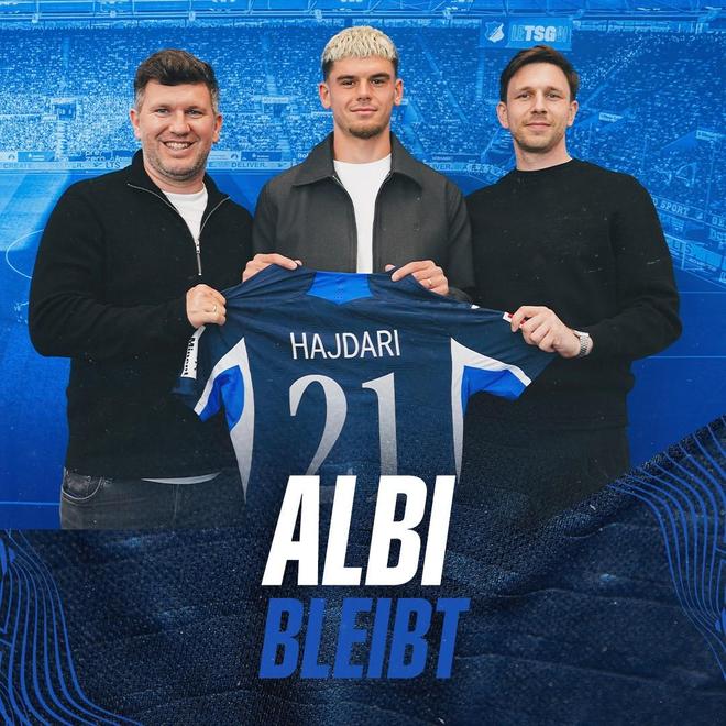 官方：霍芬海姆与22岁后卫哈伊达里续长约，球员现身价2000万欧