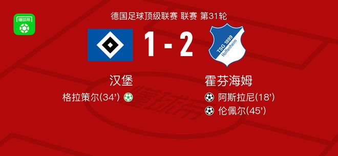霍芬海姆2-1汉堡，伦佩尔、阿斯拉尼破门