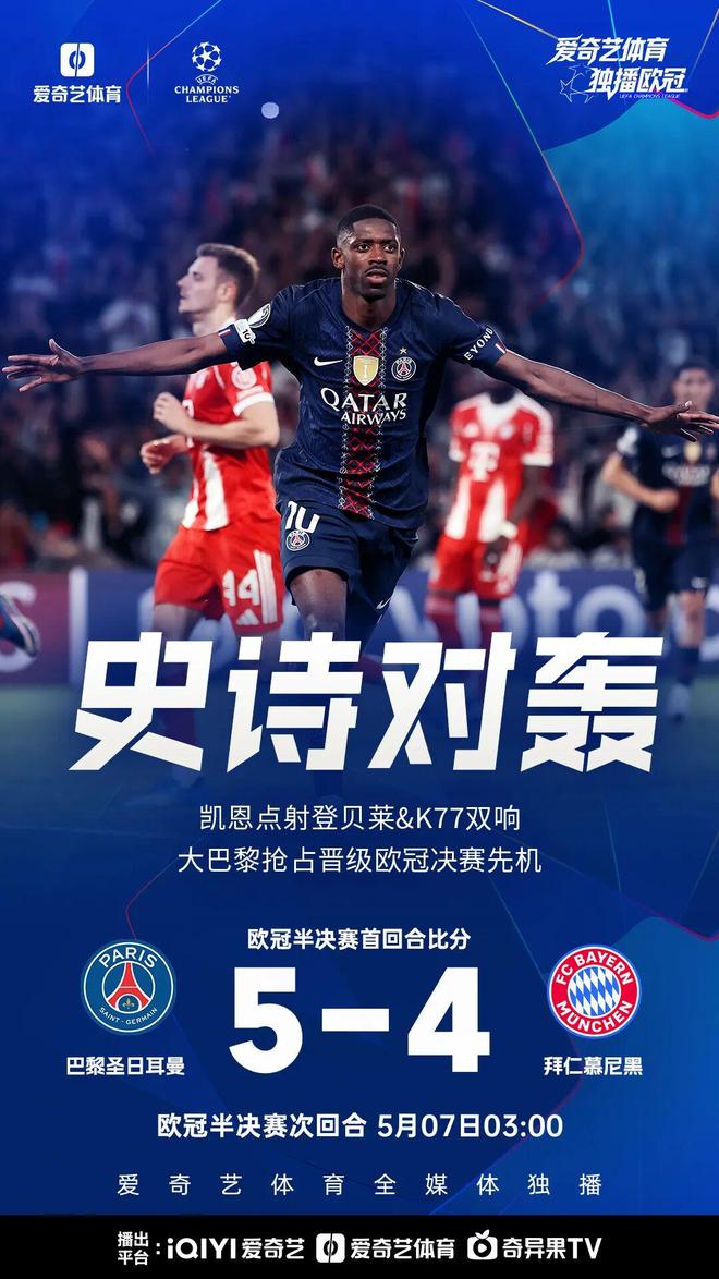 史诗级对轰！欧冠半决赛首回合：巴黎5比4拜仁诞生3大纪录 哈兰德看爽了