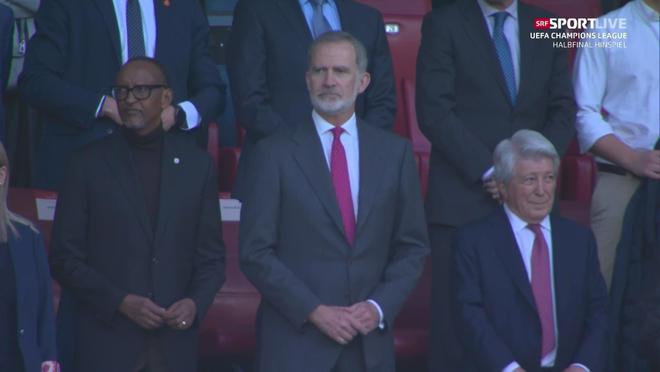 重视，西班牙国王现身大都会球场观战马竞对阿森纳的欧冠半决赛