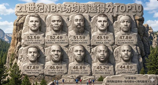 盘点21世纪NBA场均制造得分TOP10：哈登仅第三，榜首是湖人球员！