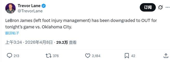 不打了！詹姆斯宣布休战！湖人三巨头全部伤停