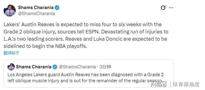 太惨了吧！湖人再遭重创，里夫斯赛季报销，詹姆斯又要一轮游了