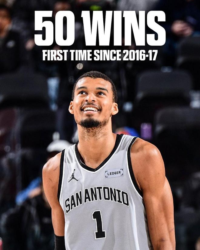 稳居西部第二，马刺时隔9年再次拿到常规赛50胜