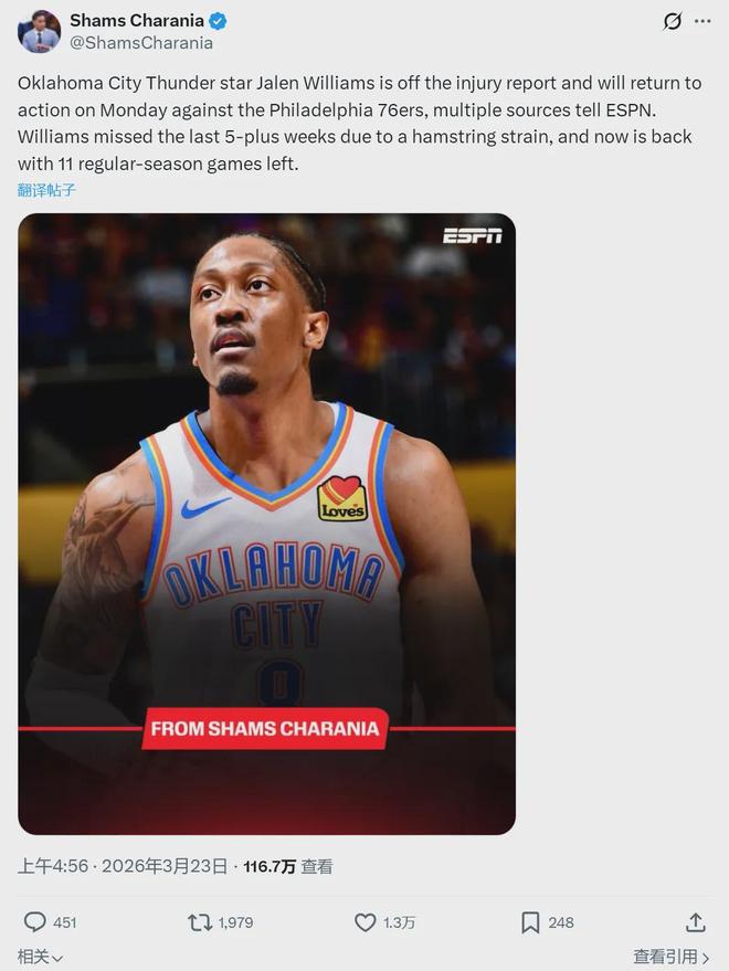 11连胜！压哨复出！卫冕冠军起飞了